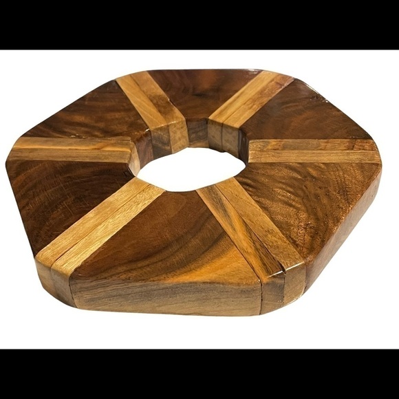 HANDMADE wood lacquered trivet octagonal. - Picture 2 of 4